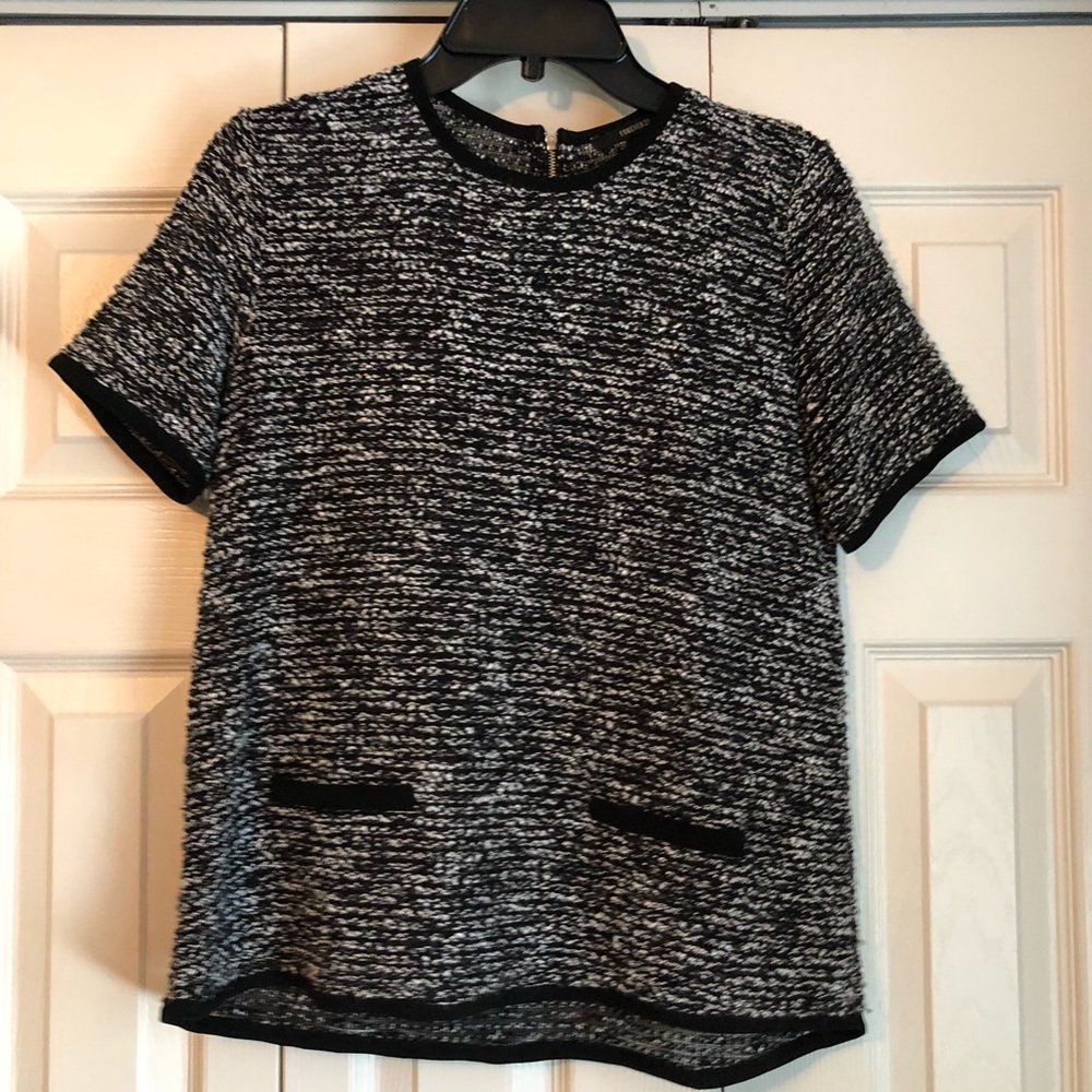 Black and White Woven Top